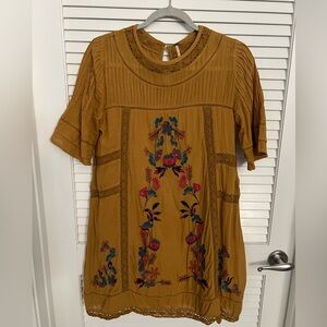 Free People Embroidered Mini Dress